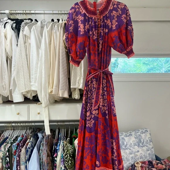 Elegant Purple and Red Floral Dress - Picture 4 of 8